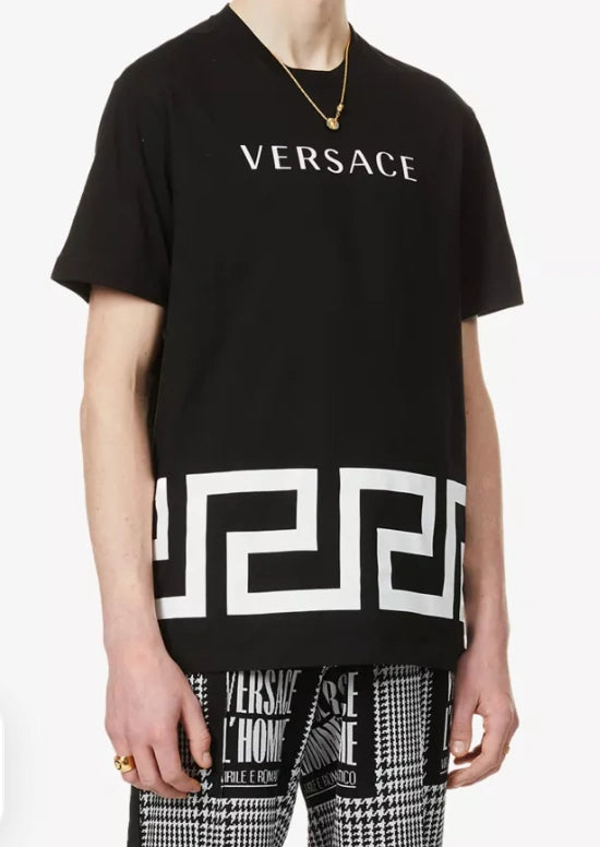 Versace Logo-Print Greca Border Cotton T-Shirt