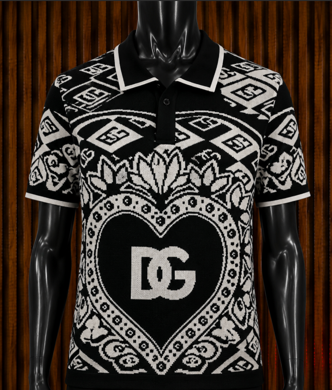 Dolce & Gabbana Geometric Bandana Heart Polo