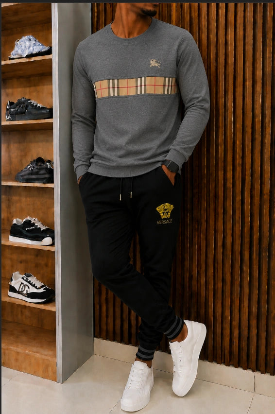 Burberry Vintage Check Panel Crewneck Sweatshirt