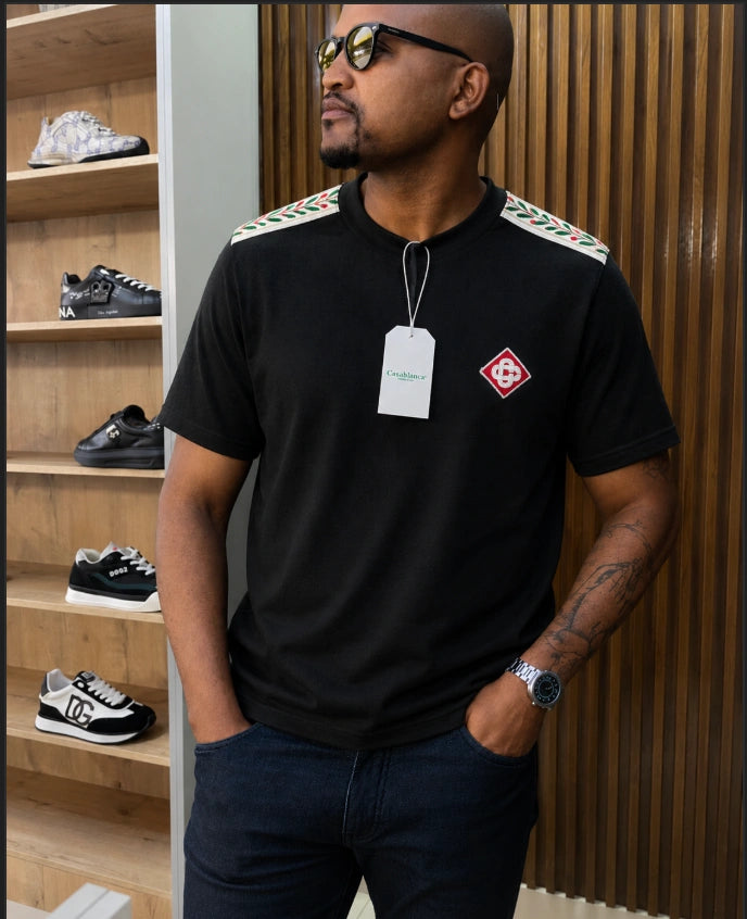 Casablanca Laurel Stripe Insert T-Shirt / Diamond Logo Terry Track Tee.