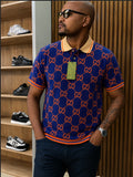 Gucci Jumbo GG Canvas/Knit Polo Shirt featuring a vibrant color-blocked palette.