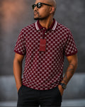 Gucci GG Cotton Piqué Polo Shirt in a deep burgundy or maroon colorway.