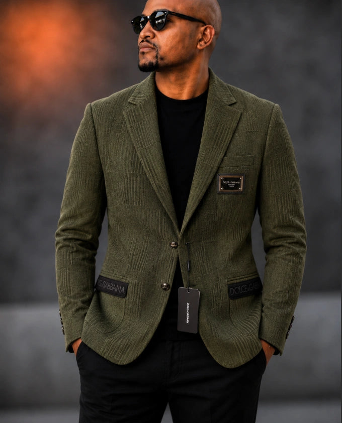 Dolce & Gabbana Logo Plaque Corduroy/Jacquard Blazer