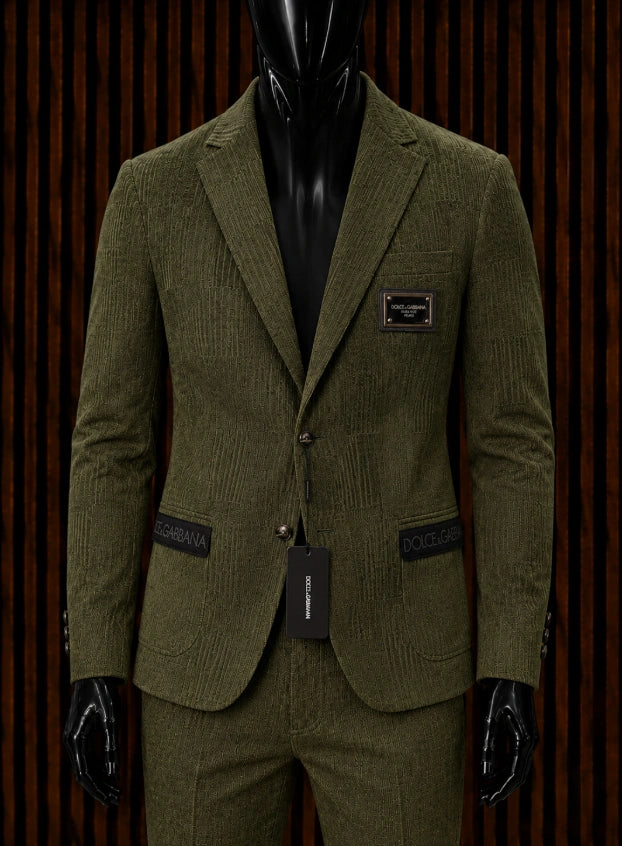 Dolce & Gabbana Logo Plaque Corduroy/Jacquard Blazer