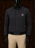Versace Collection Circular Medusa Patch Bomber Jacket.