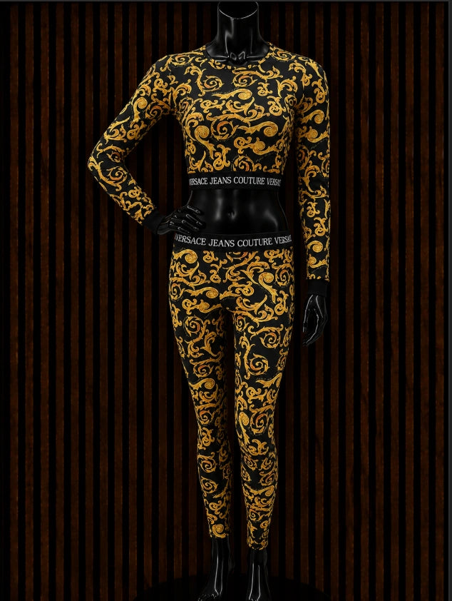 Versace Jeans Couture Barocco Long-Sleeve Crop Top
