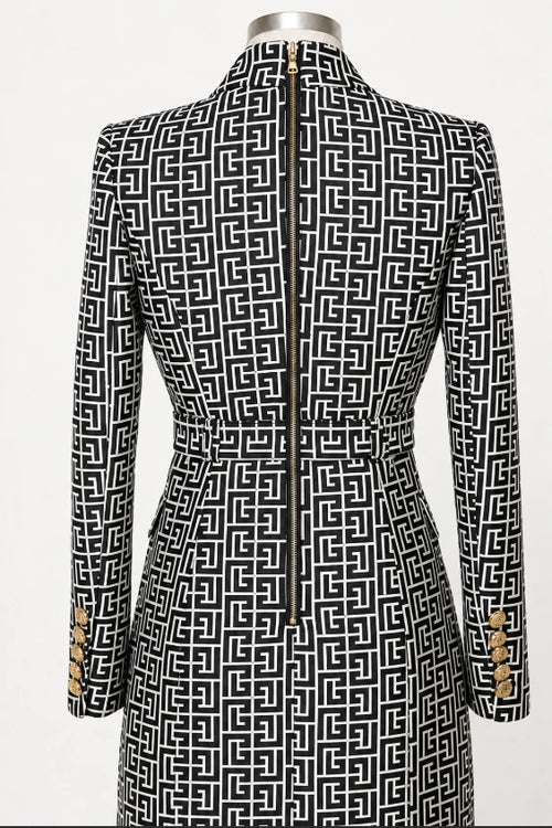 Balmain Alloaone Geometric Pattern Blazer Dress